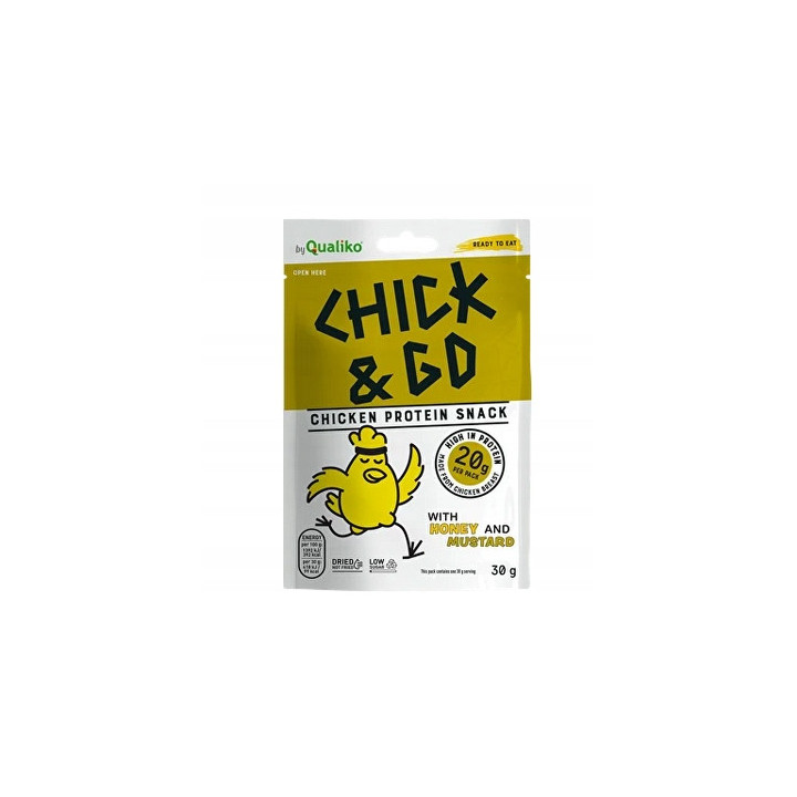 CHICK&GO Suszone Filety z Piersi Kurczaka o Smaku Miodowo-Musztardowym 30 g
