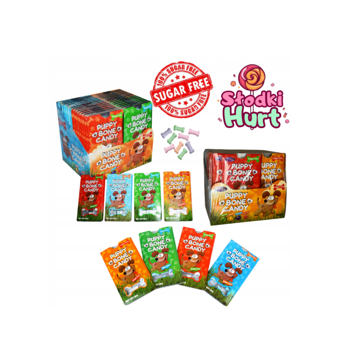 Cukierki Pudrowe Puppy Bone Candy Sugar Free 30 x 10 g