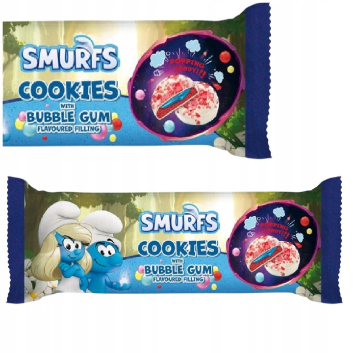 Ciastka Smerfy z Kremem o Smaku Gumy Balonowej 96 g