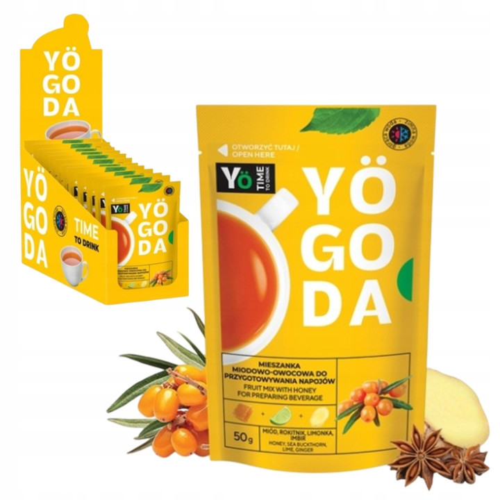 Yogoda Herbata Rokitnikowa z Miodem, Limonką i Imbirem 14 × 50 ml