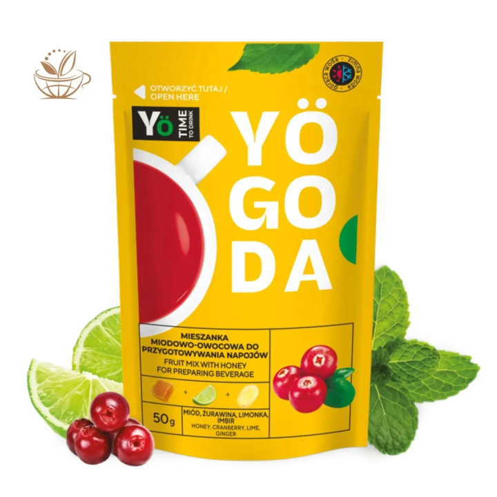 Yogoda Mieszanka Miodowo-Owocowa z Żurawiną, Limonką, Imbirem, Anyżem i Miętą 14 × 50 g