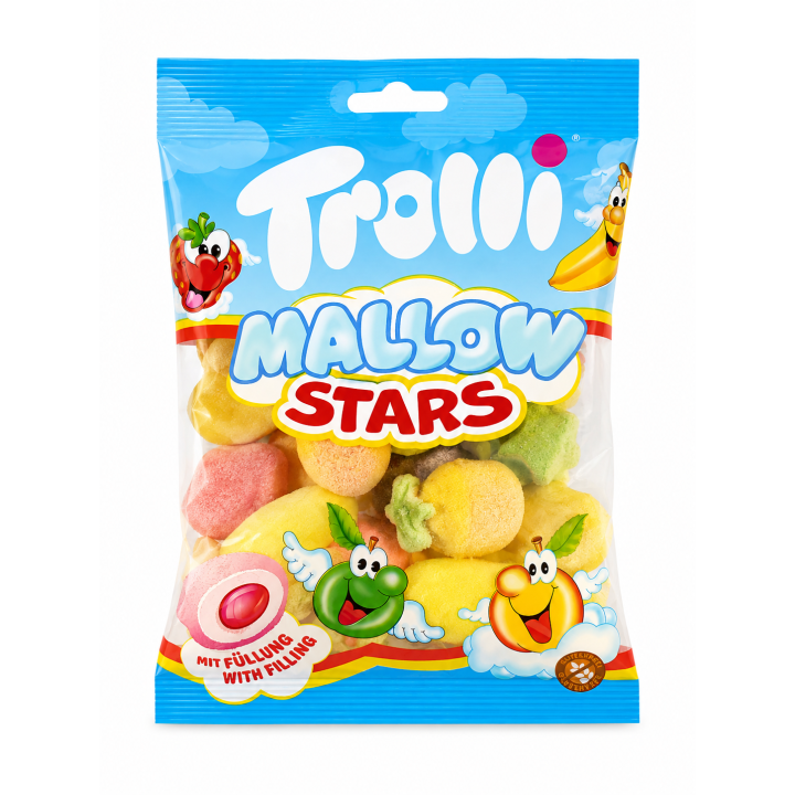 Trolli Mallow Stars Pianki z Sokiem Owocowym Mix Owoców 150 g
