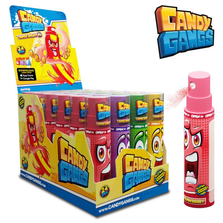 Candy Gangs Super Spray Cukierek w Sprayu Owocowy 24 szt. 720 ml