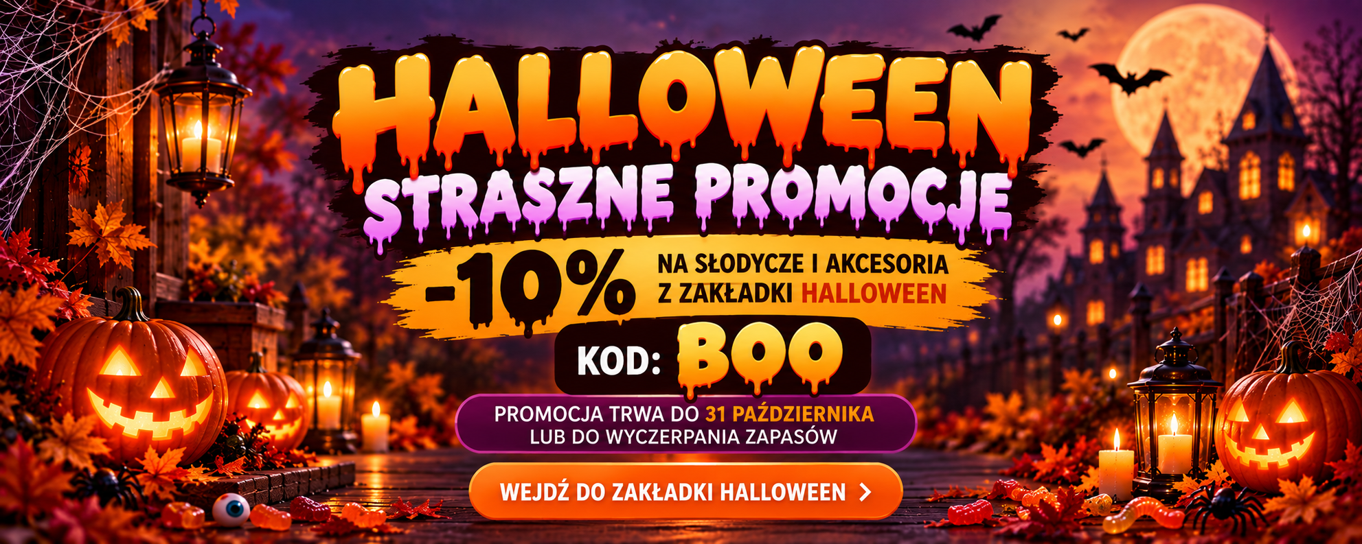 Promocja Halloween -10% na produkty z kategorii Halloween z kodem BOO